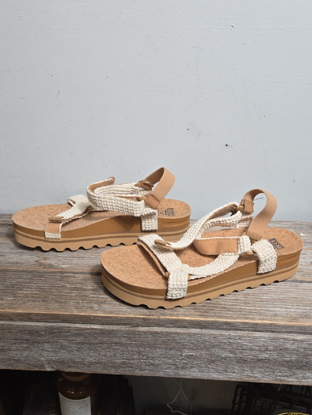 REEF Natural Woven Platform Sandal - Cream/Tan - Picture 5 of 8